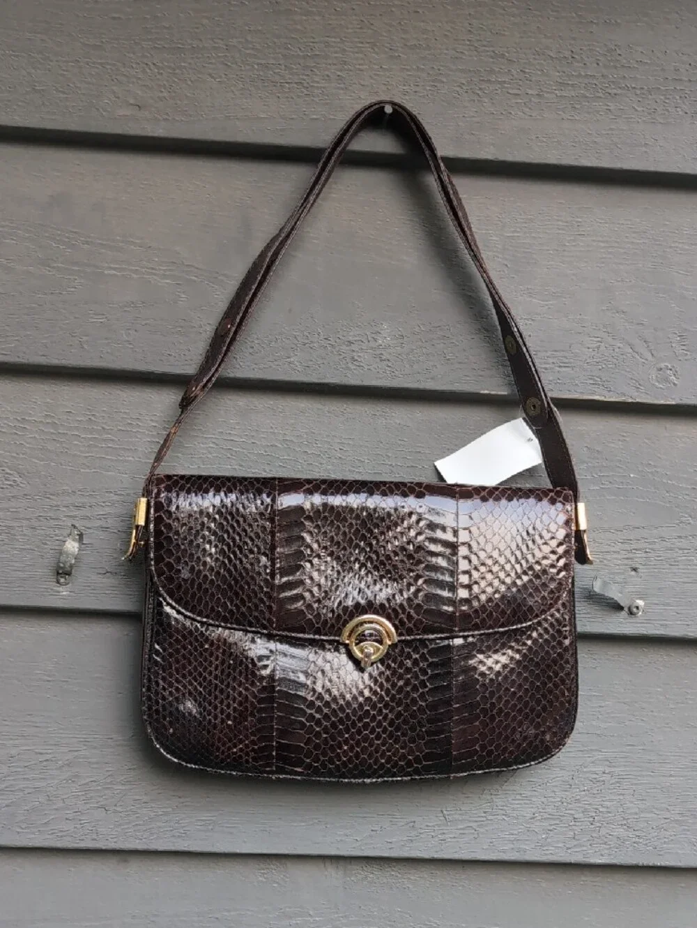 Vintage Genuine Snakeskin 1950'S Box Style Handbag/Purse